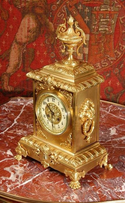 fig 2. Japy Freres Antique French Brass Table Clock ~ French - Circa 1860. 